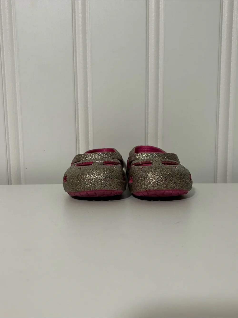 Crocs Maryjane Girls Glitter Clog Sandals - Pink & Gold